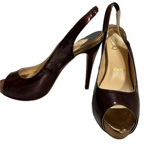 Christian Louboutin Slingback Heels Burgundy
